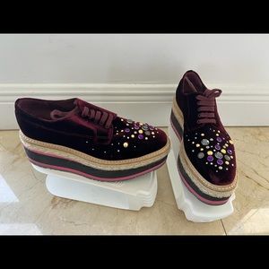 Platform velvet shoes